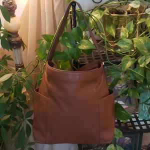 FOSSIL Pebbled Leather Hobo Bag W/Side Pockets